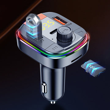 Bluetooth FM émetteur voiture MP3 lecteur bluetooth sept couleurs atmosphère respiration lampe QC3.0 quick charge version PD